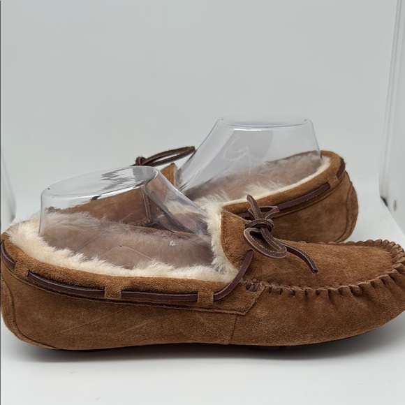 UGG Australia Dakota Chesnut Brown Suede Moccasin Wool Fur Slippers Size 9 - Picture 8 of 16